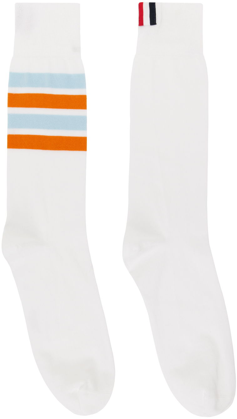 Thom Browne White 4-bar Socks In 100 White
