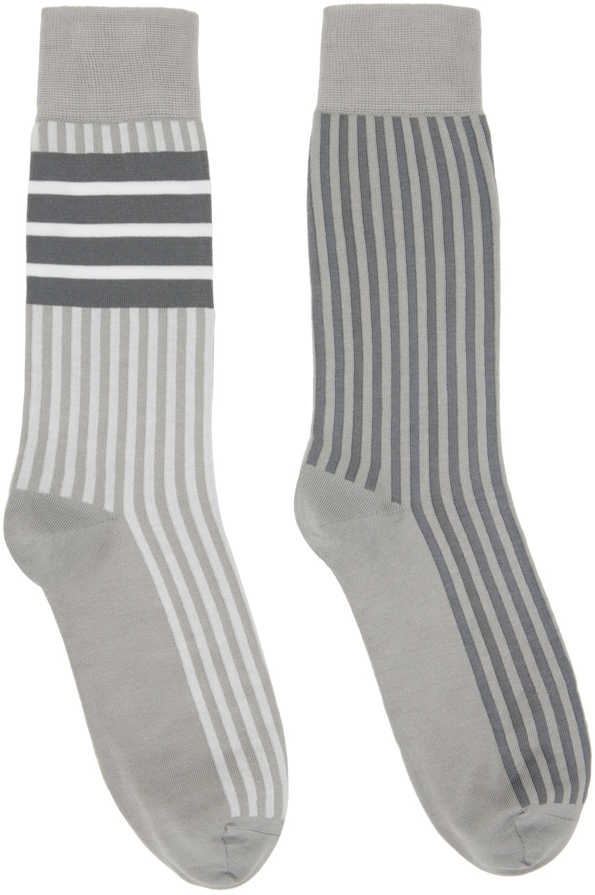 Thom Browne: Gray Fun Mix Seersucker Jacquard Socks | SSENSE
