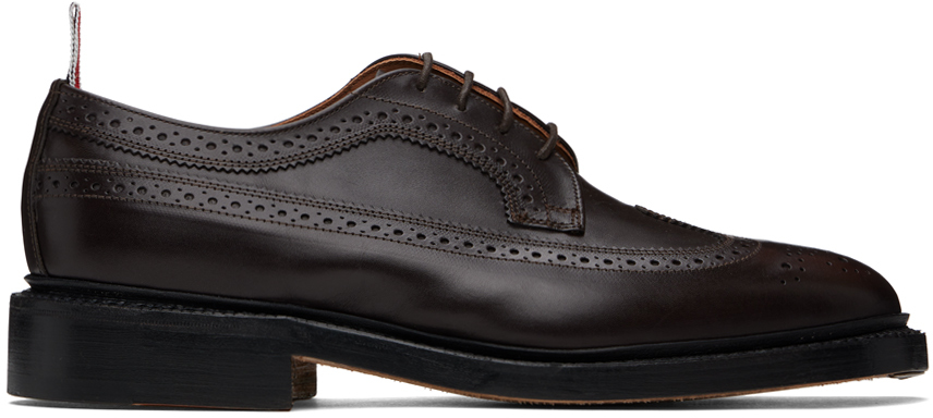 Shop Thom Browne Brown Classic Longwing Calf Leather Derbys In 210 Brown