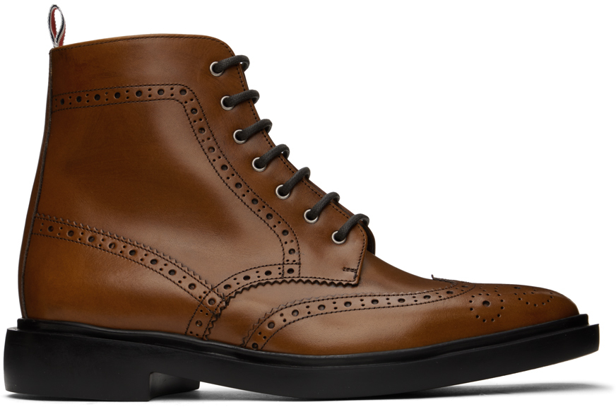 Thom Browne: Brown Classic Wingtip Brogue Boots | SSENSE