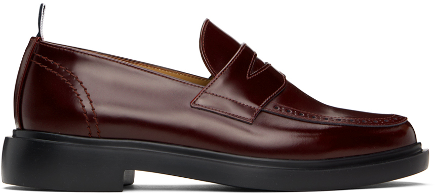 Thom Browne Burgundy Classic Penny Loafers In 615 Burgundy