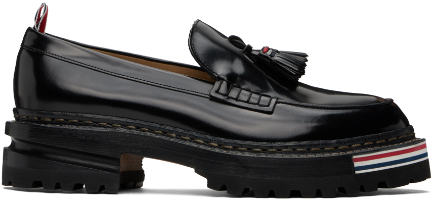 Shop Thom Browne Black Tassel Hiking Loafers In 001 Black