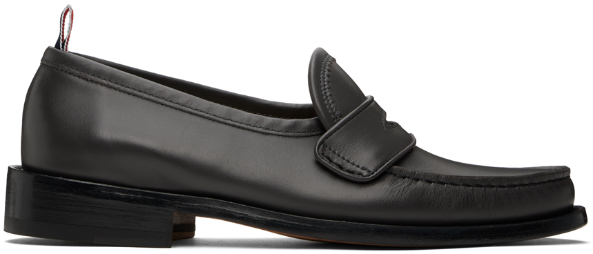 Shop Thom Browne Gray Pleated Varsity Loafers In 035 Med Grey
