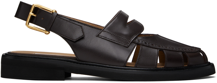 Brown Cutout Slingback Sandals
