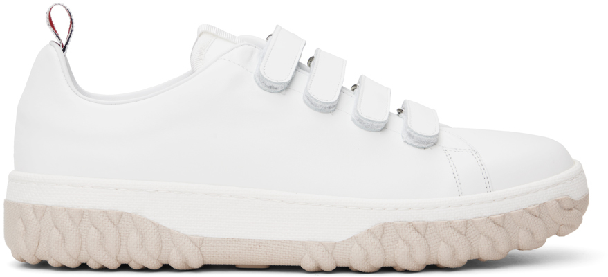 Thom Browne White Velcro Sneaker In 100 White