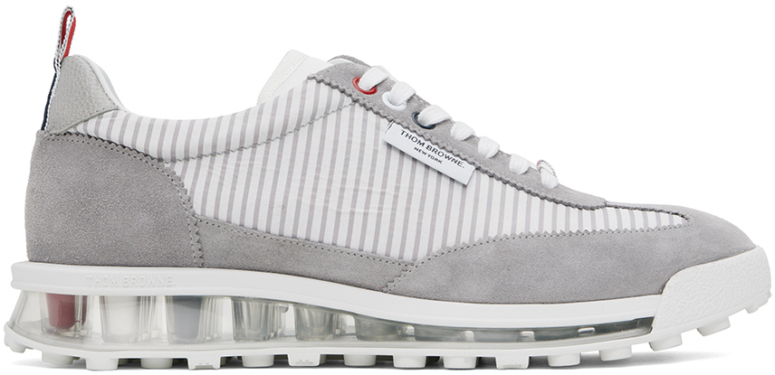 Thom Browne Tech Runner Panelled Sneakers In Grey