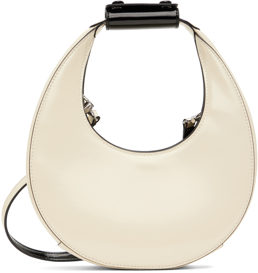 Staud Mini Moon Leather Top-handle Bag In Cmbk Cream/black