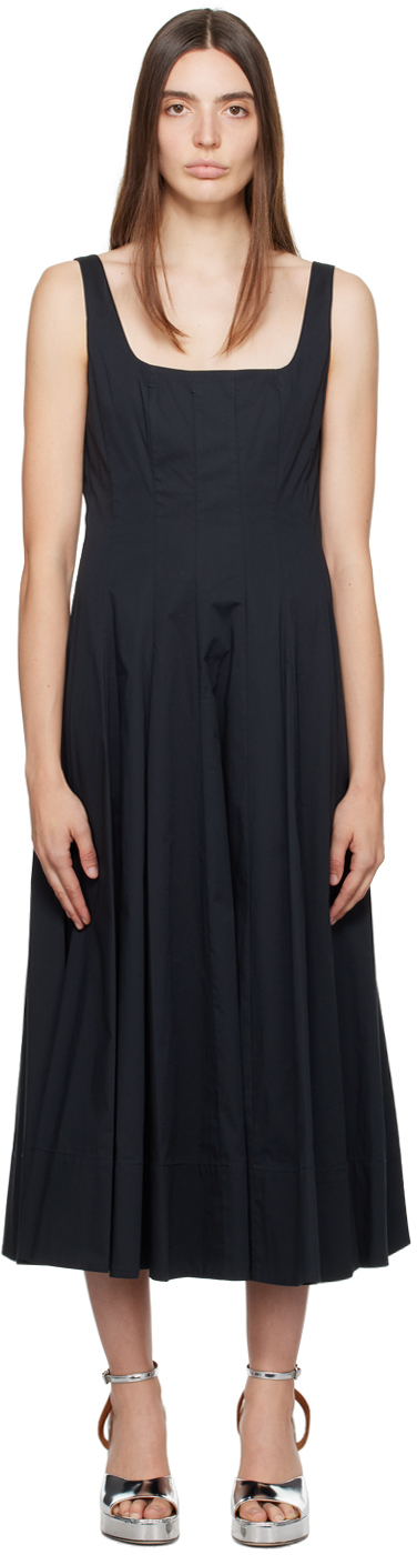 Staud: Black Wells Midi Dress | SSENSE