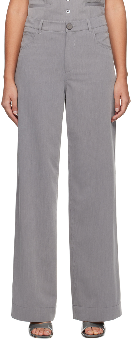 Staud Gray Grayson Trousers In Hgr Heather Grey