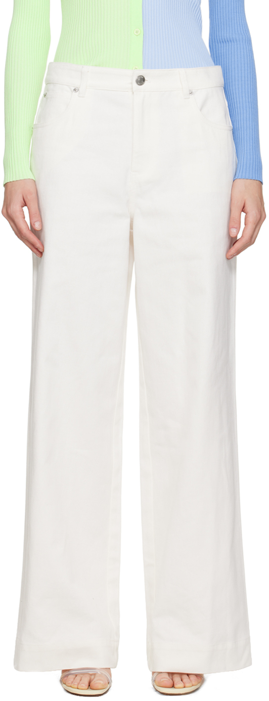 Staud White Grayson Denim Trousers In Wht White