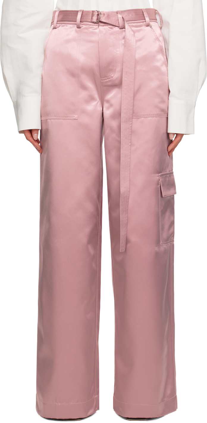 Shop Staud Pink Shay Trousers In Chb Cherry Blossom