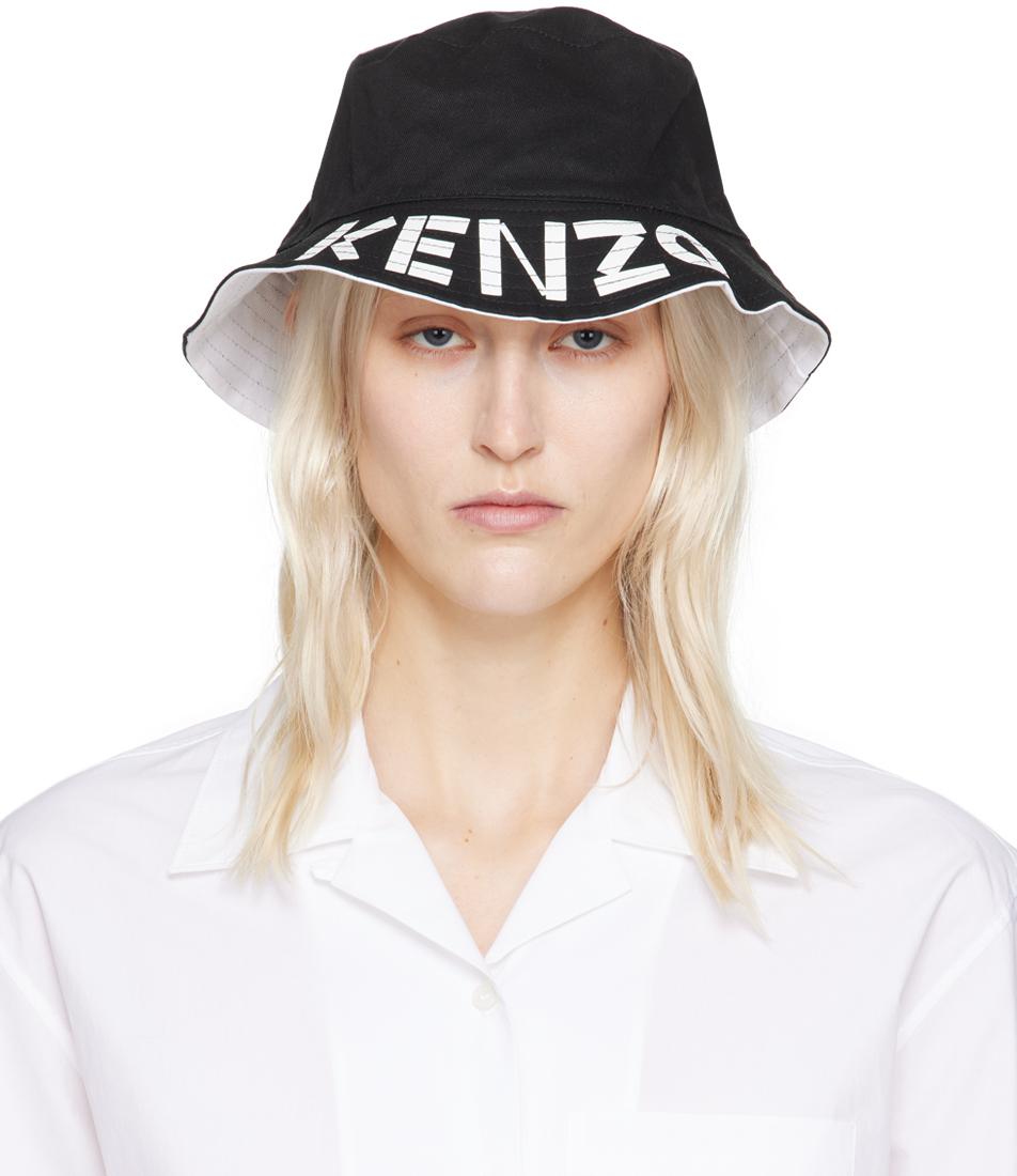 Black & White Kenzo Paris Reversible Graphy Bucket Hat