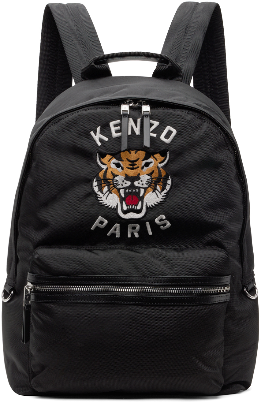 Black Kenzo Paris Varsity Tiger Backpack