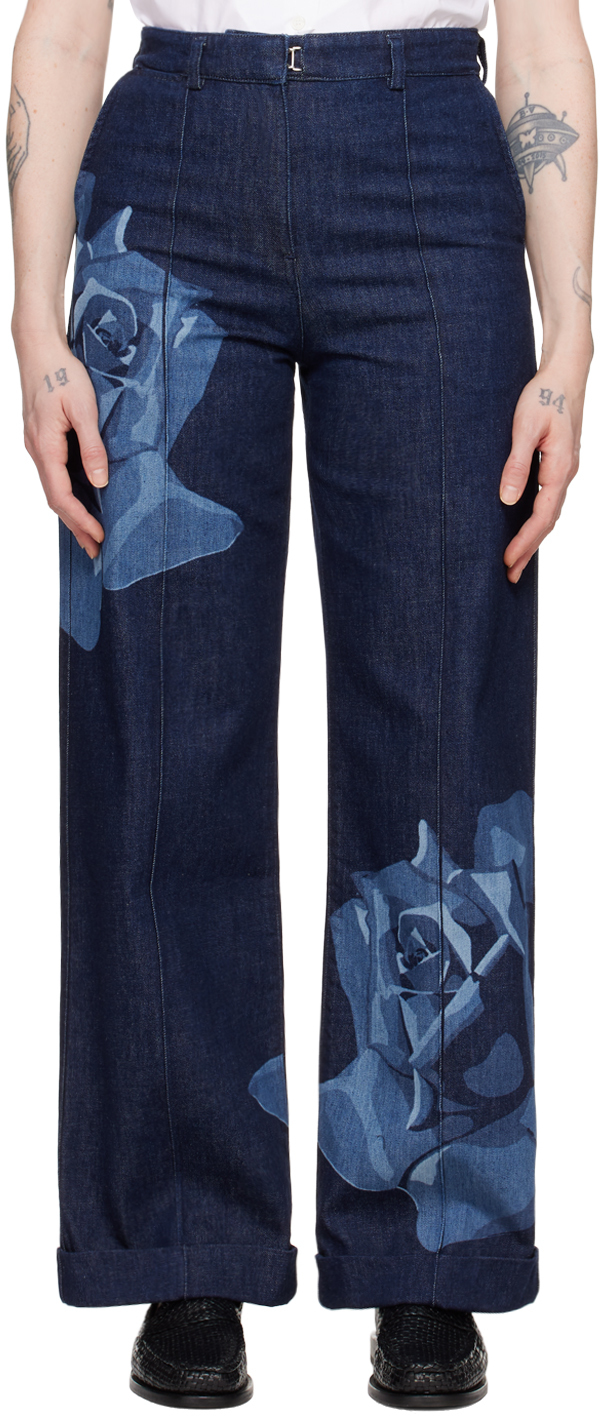 Indigo Kenzo Paris Rose Tailored Jeans