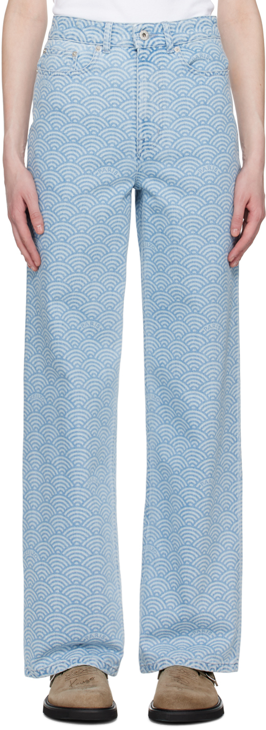 Kenzo Blue Ayame Jeans In Stone Bleached Blue