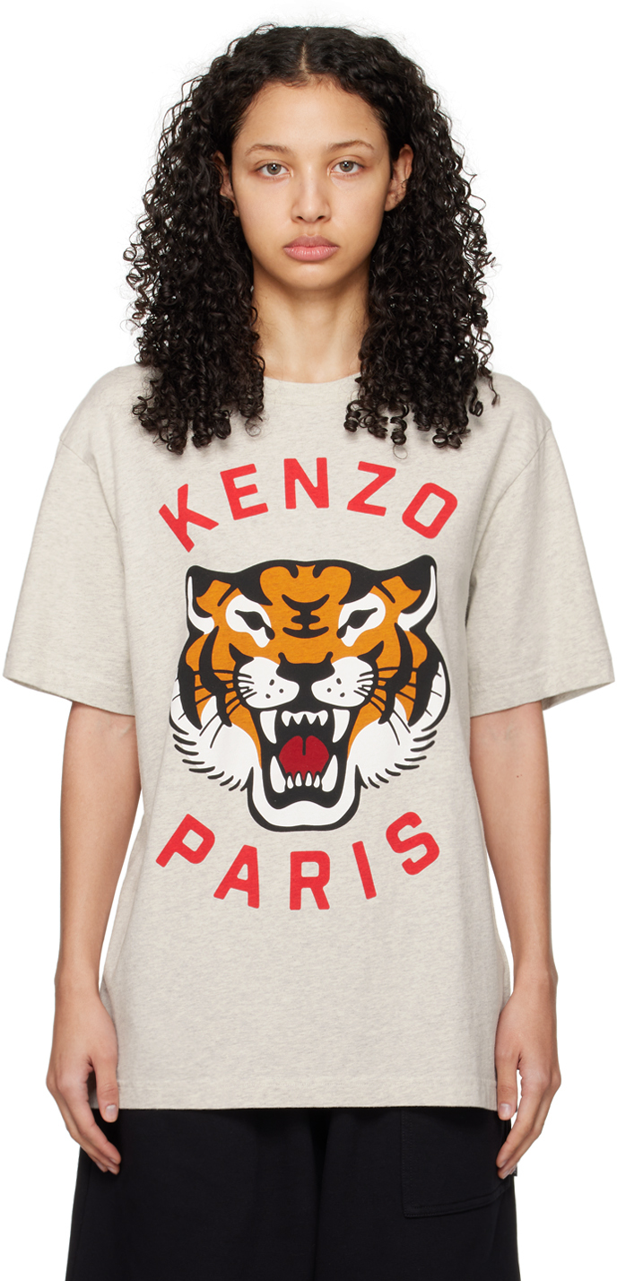 Gray Kenzo Paris Lucky Tiger T-Shirt