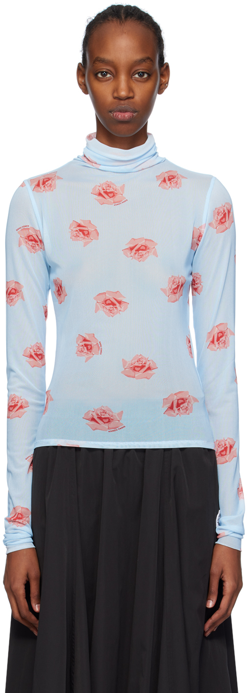 Blue Kenzo Paris Rose Turtleneck