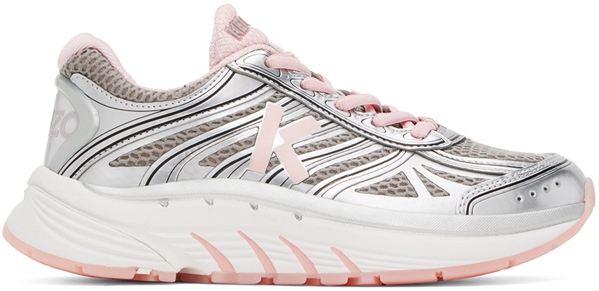 Shop Kenzo Silver  Paris Pace Sneakers In Faded Pink