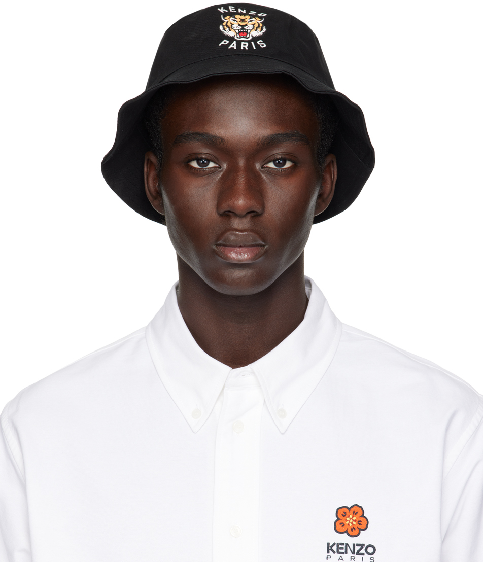 Shop Kenzo Black  Paris Reversible Bucket Hat In 99 Black