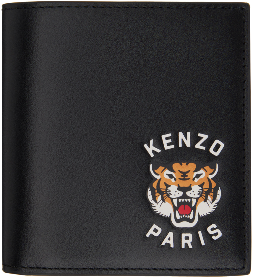 Black Kenzo Paris Mini Varsity Leather Wallet