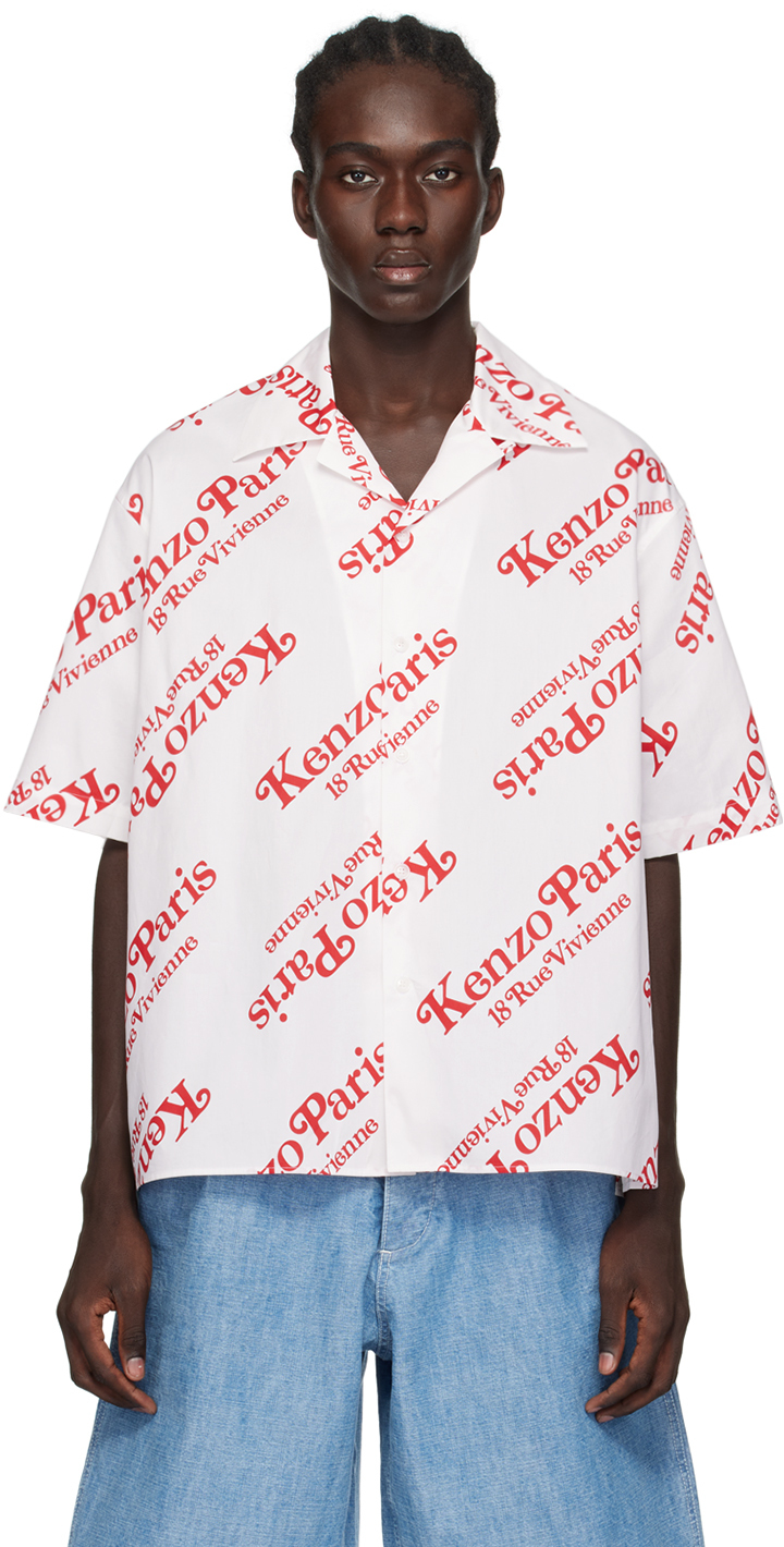 Kenzo X Verdy Monogram Cotton Shirt In Off White