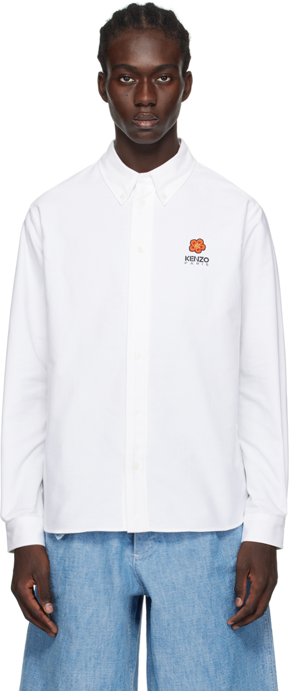 Kenzo White  Paris Boke Flower Crest Shirt
