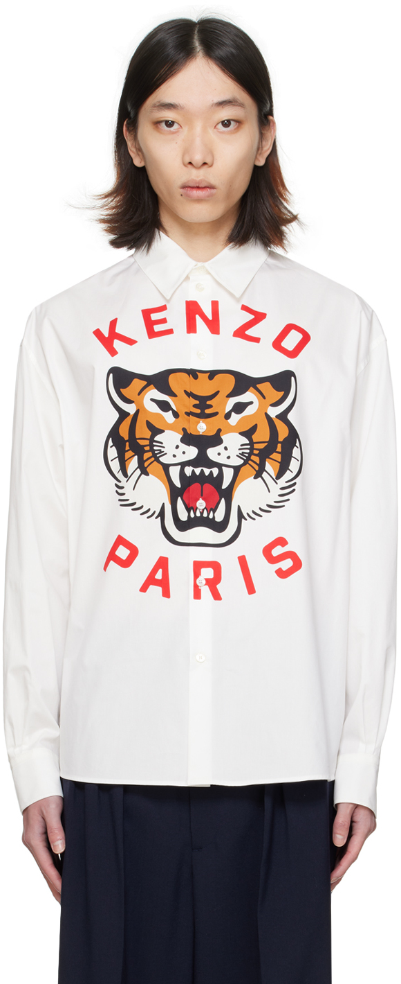 Shop Kenzo White  Paris Lucky Tiger Shirt