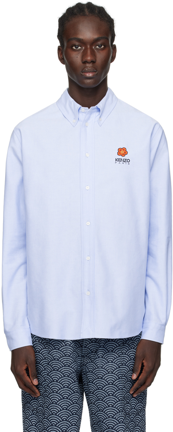 Shop Kenzo Blue  Paris Boke Flower Crest Shirt In 64 Sky Blue