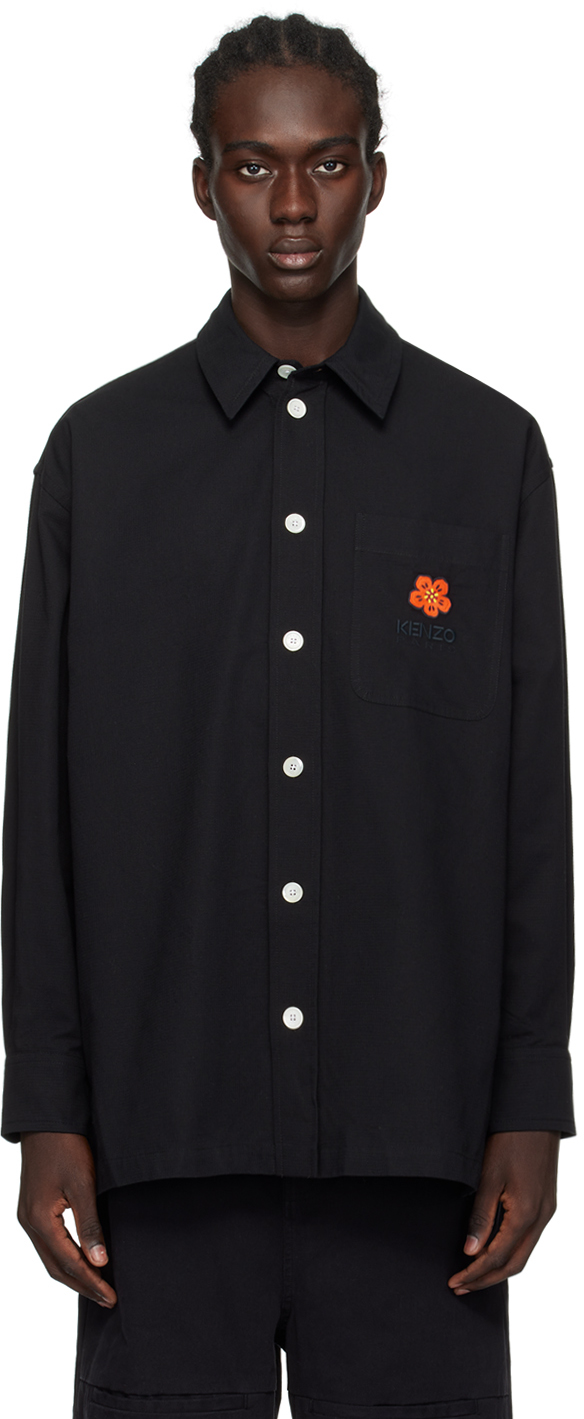 Shop Kenzo Black  Paris Boke Flower Crest Shirt In 99 Black