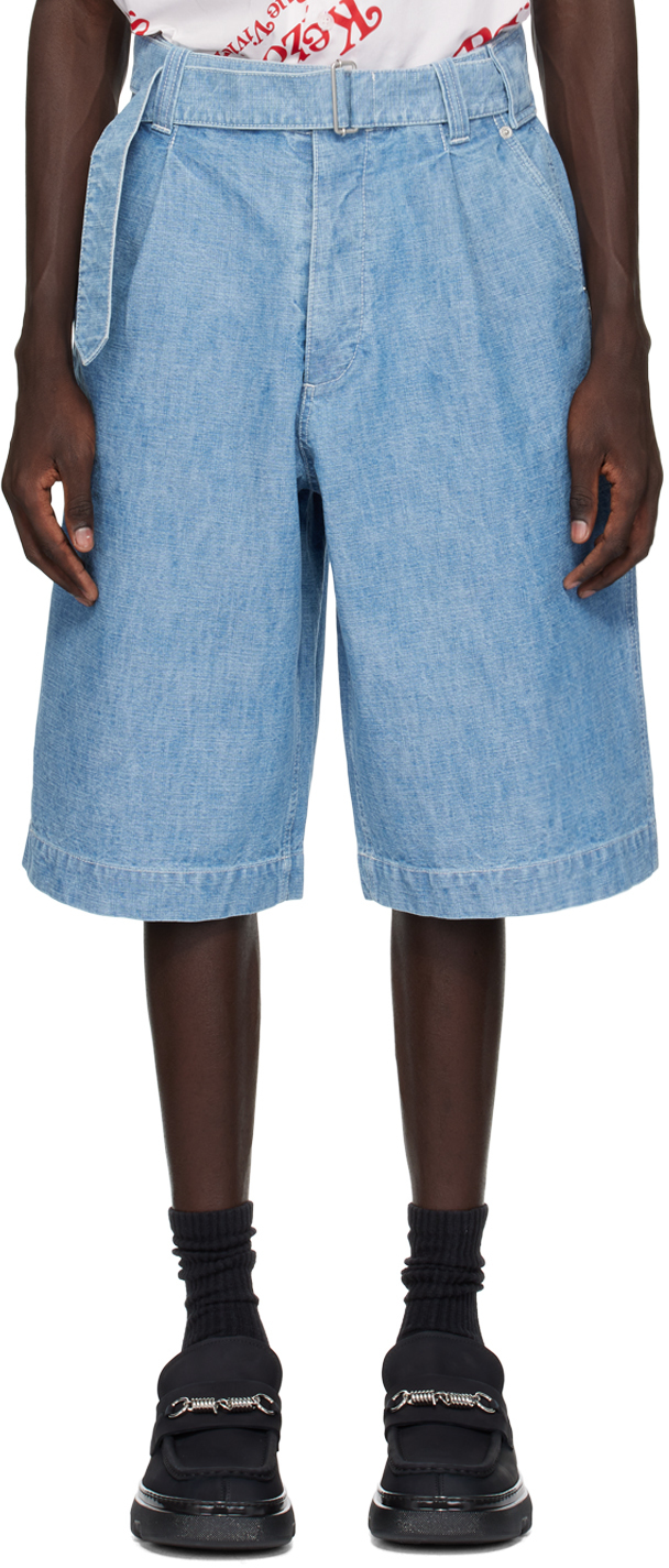 Kenzo Blue  Paris Wide Denim Shorts