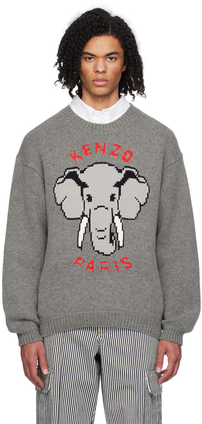 Gray Kenzo Paris Elephant Sweater