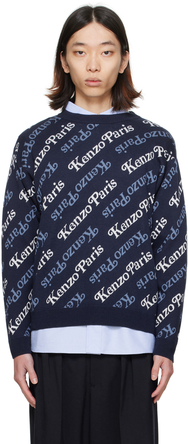 Shop Kenzo Blue  Paris Verdy Edition Sweater In Midnight Blue