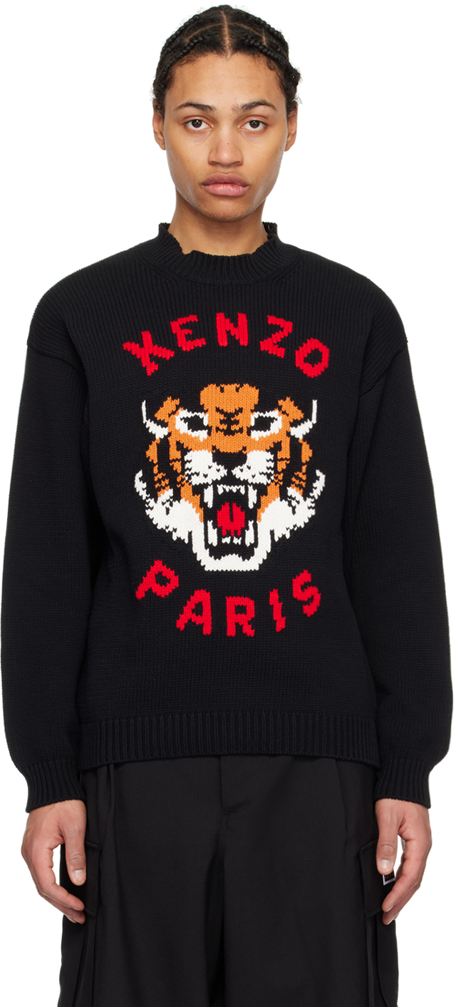 Black Kenzo Paris Lucky Tiger Sweater