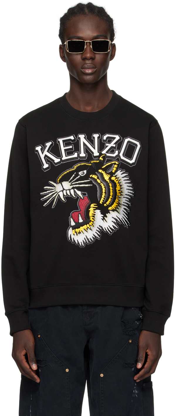 Shop Kenzo Black  Paris Tiger Varsity Sweatshirt In 99j Black