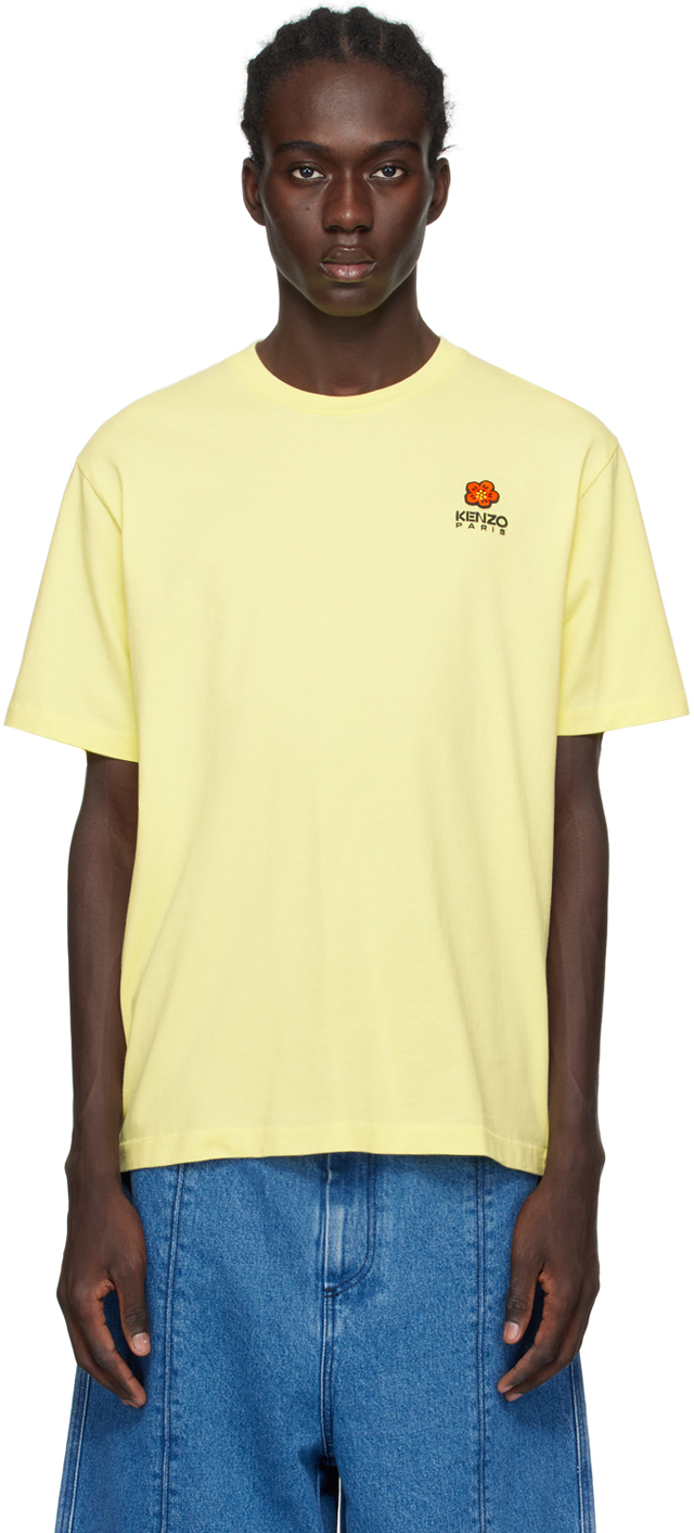 Shop Kenzo Yellow  Paris Boke Flower Crest T-shirt In Vanilla