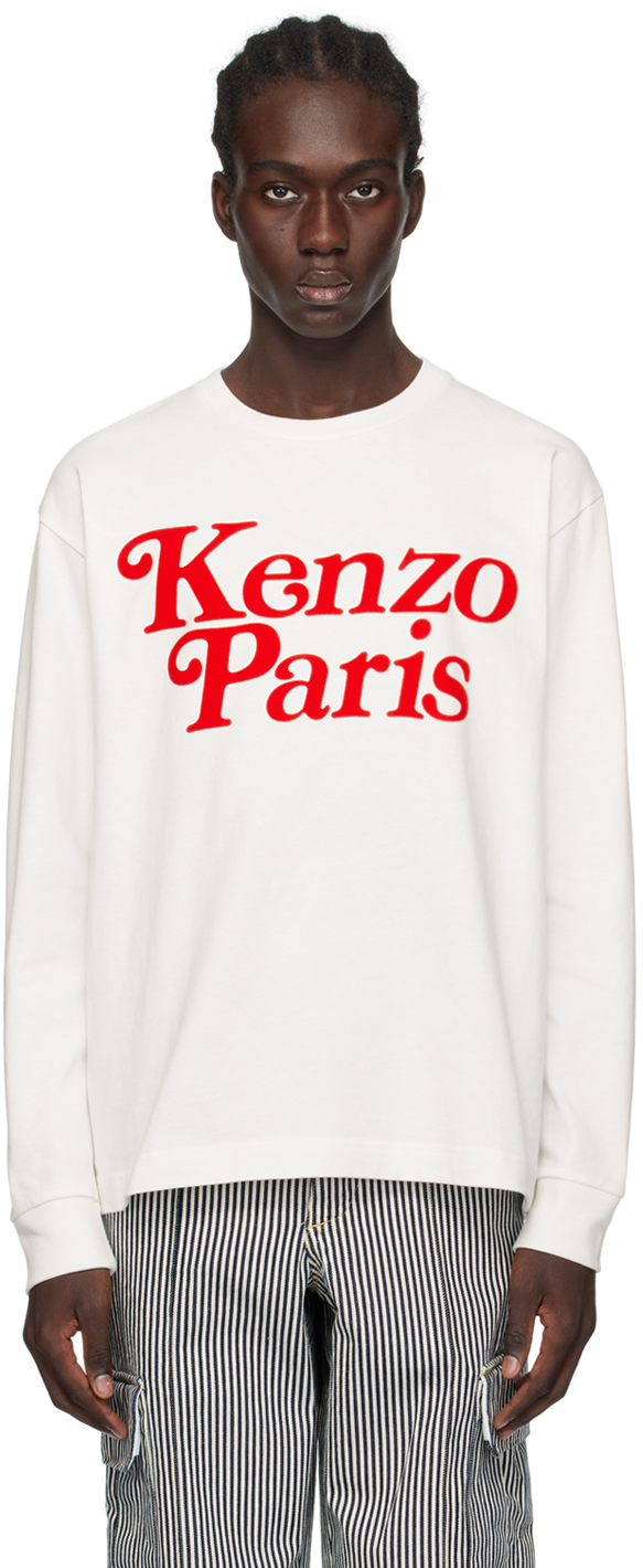 Shop Kenzo Off-white  Paris Verdy Edition Long Sleeve T-shirt In Off White