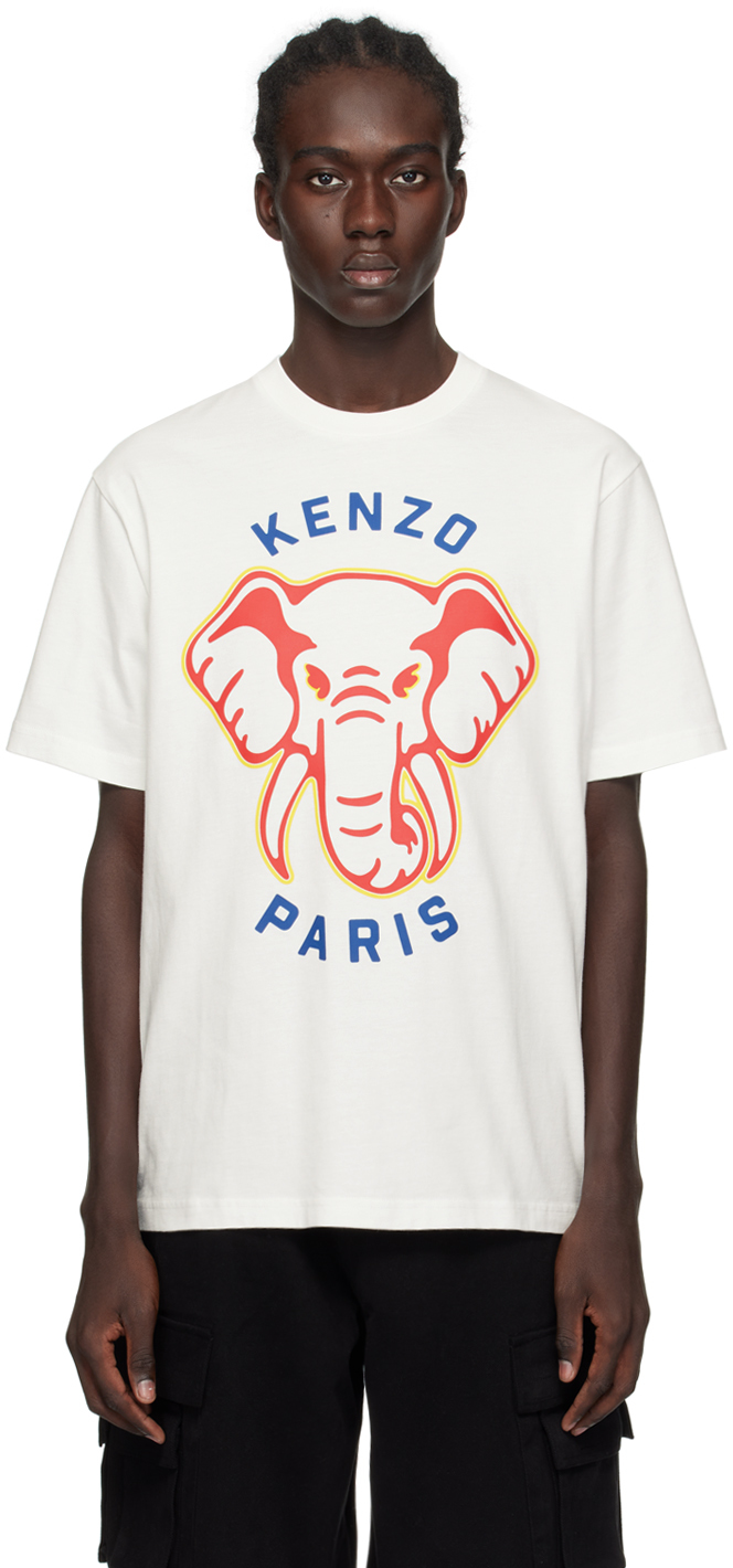White Kenzo Paris Elephant Varsity Jungle T-Shirt