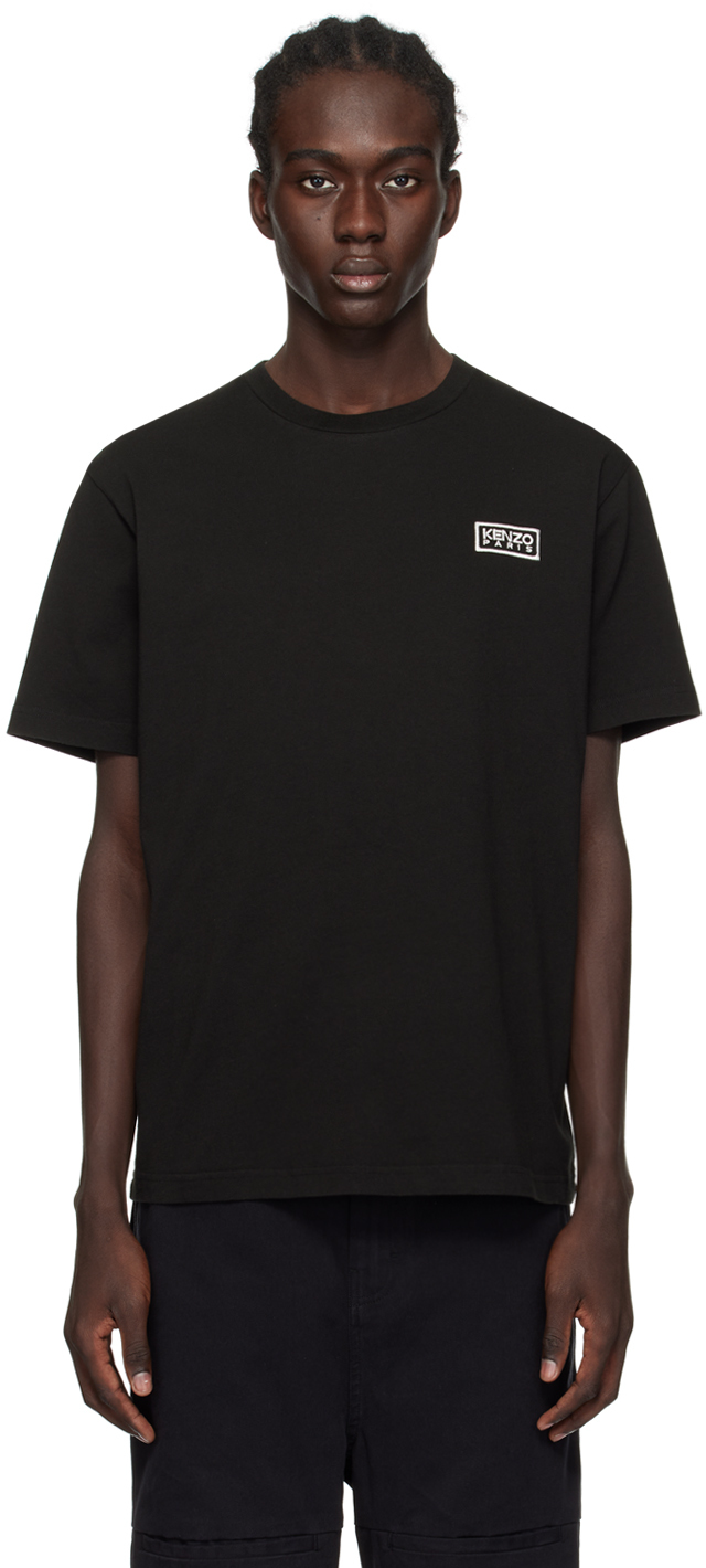 Shop Kenzo Black  Paris Bicolor T-shirt In 99j Black