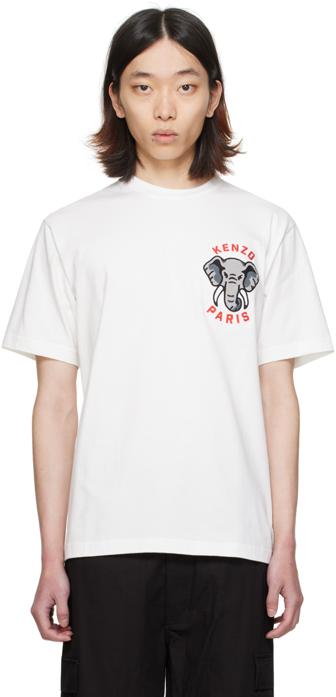 Shop Kenzo Off-white  Paris Elephant T-shirt In 02 Off White
