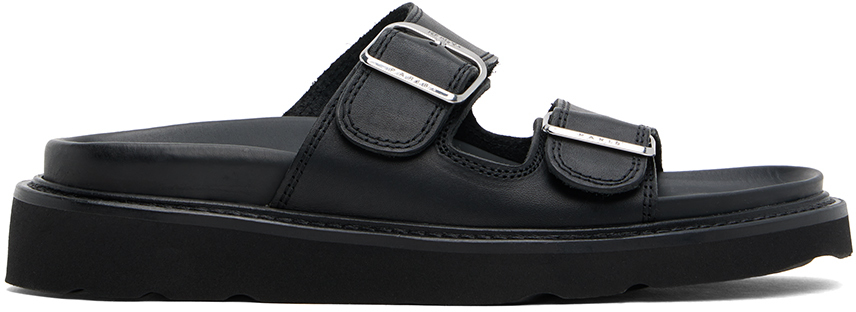 Black Kenzo Paris 'Kenzo Matto' Leather Sandals