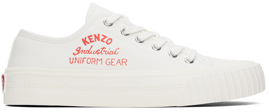 Shop Kenzo Off-white  Paris Foxy Low-top Canvas Sneakers
