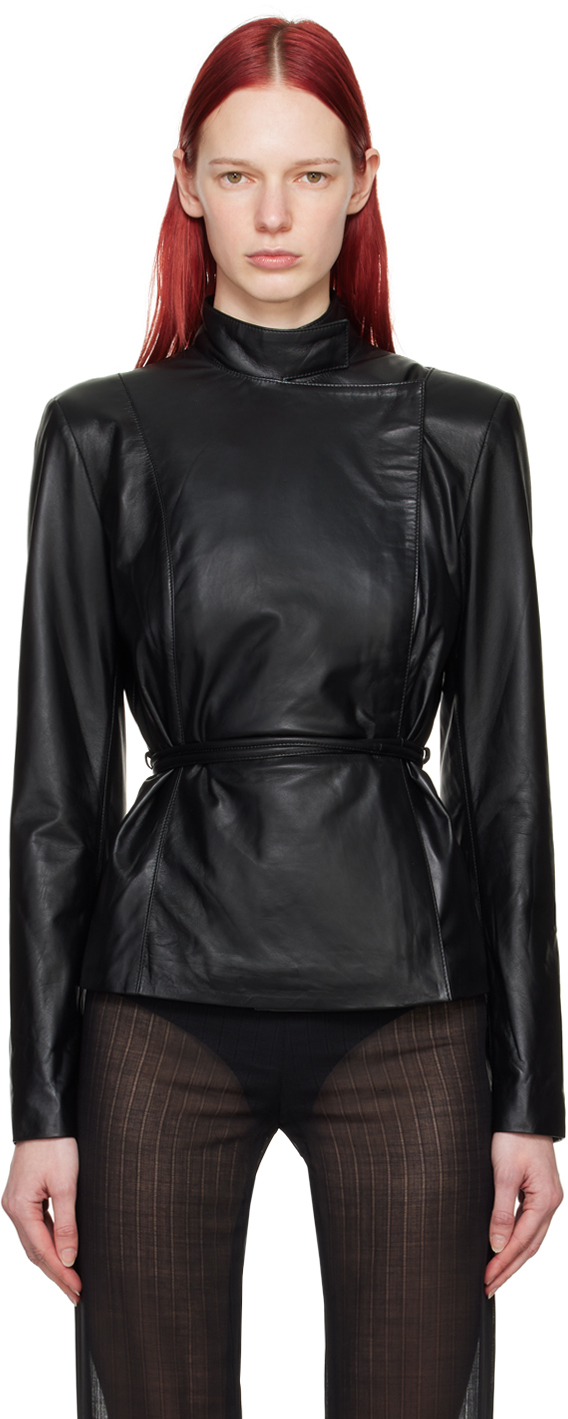 Ludovic De Saint Sernin Black Wrap Leather Jacket