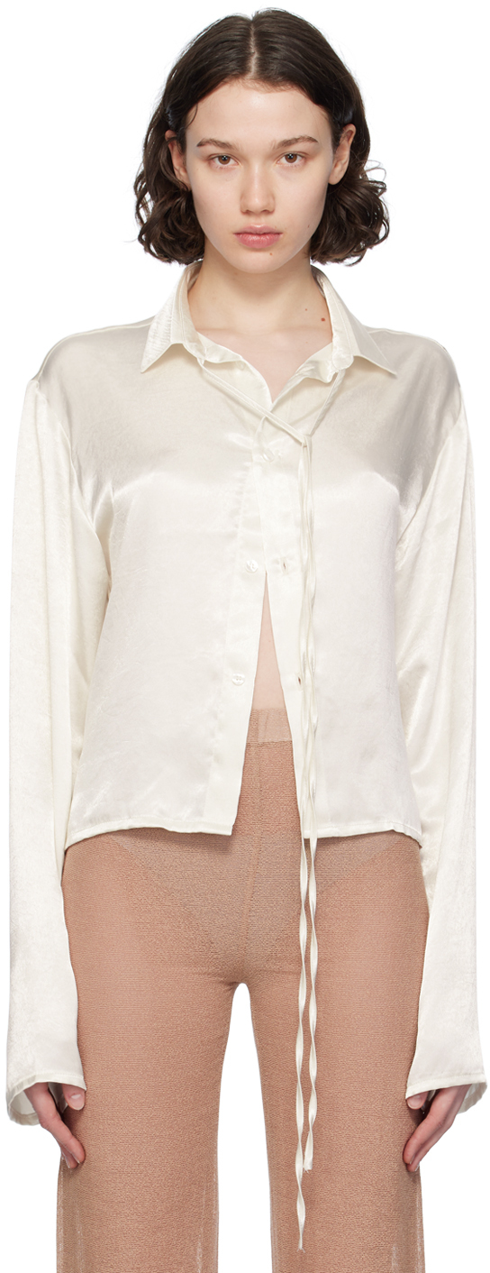 Shop Ludovic De Saint Sernin Off-white Crop Shirt