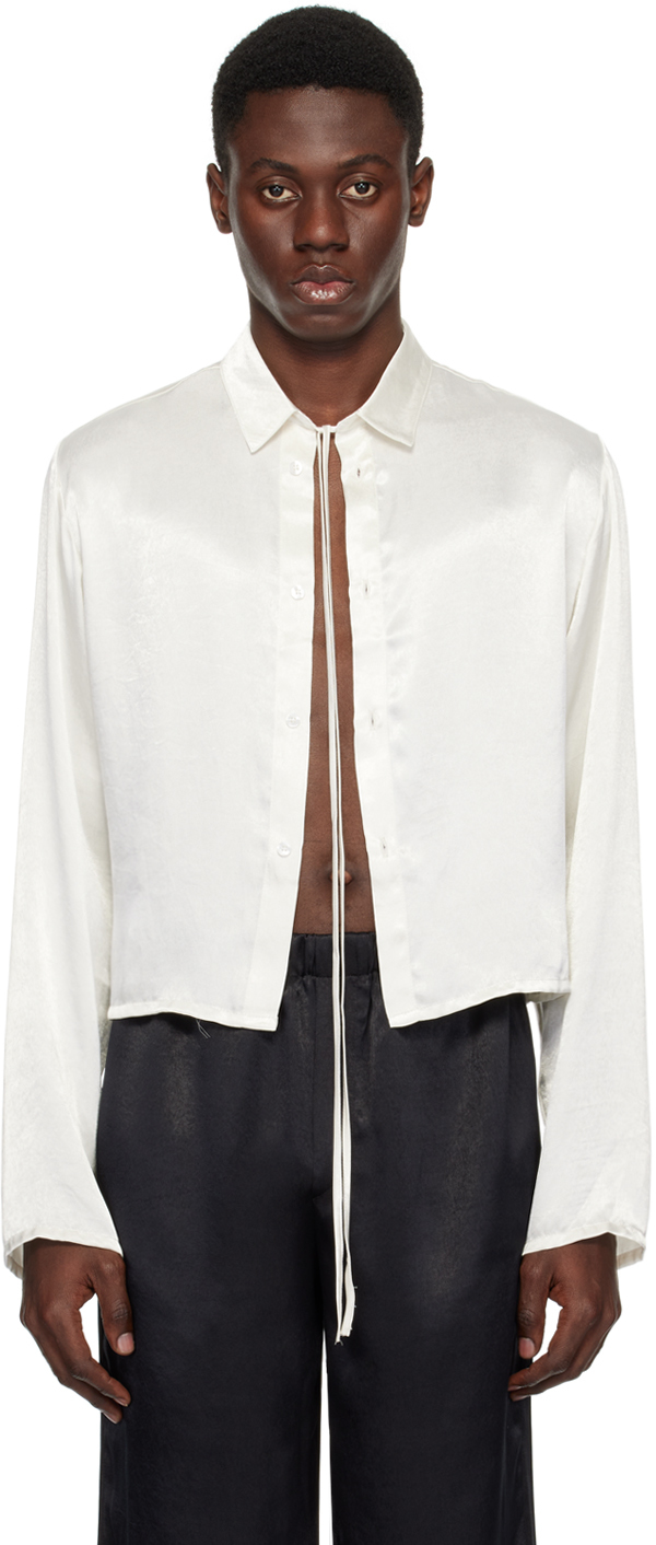 Shop Ludovic De Saint Sernin Off-white Crop Shirt In White Vanilla