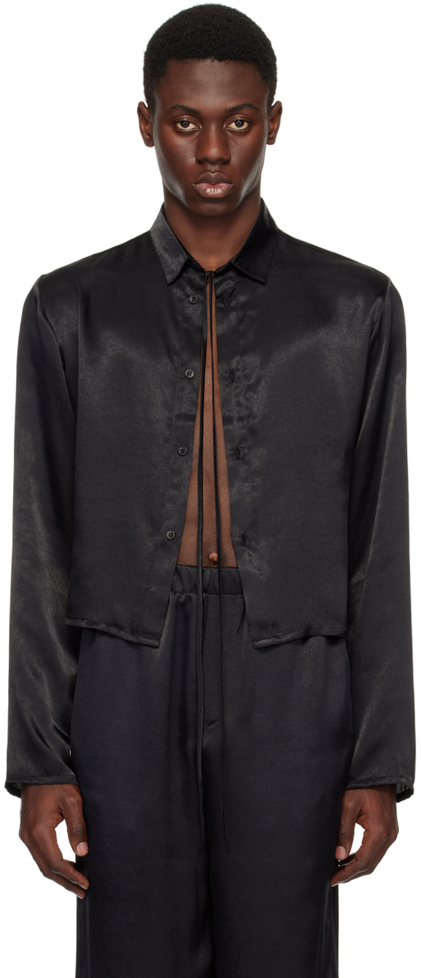 Shop Ludovic De Saint Sernin Black Crop Shirt In Black Vanille
