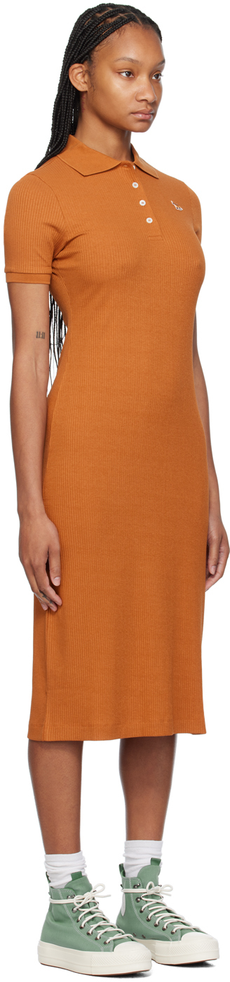 Maison Kitsuné Tan Baby Fox Maxi Dress In P261 Tobacco