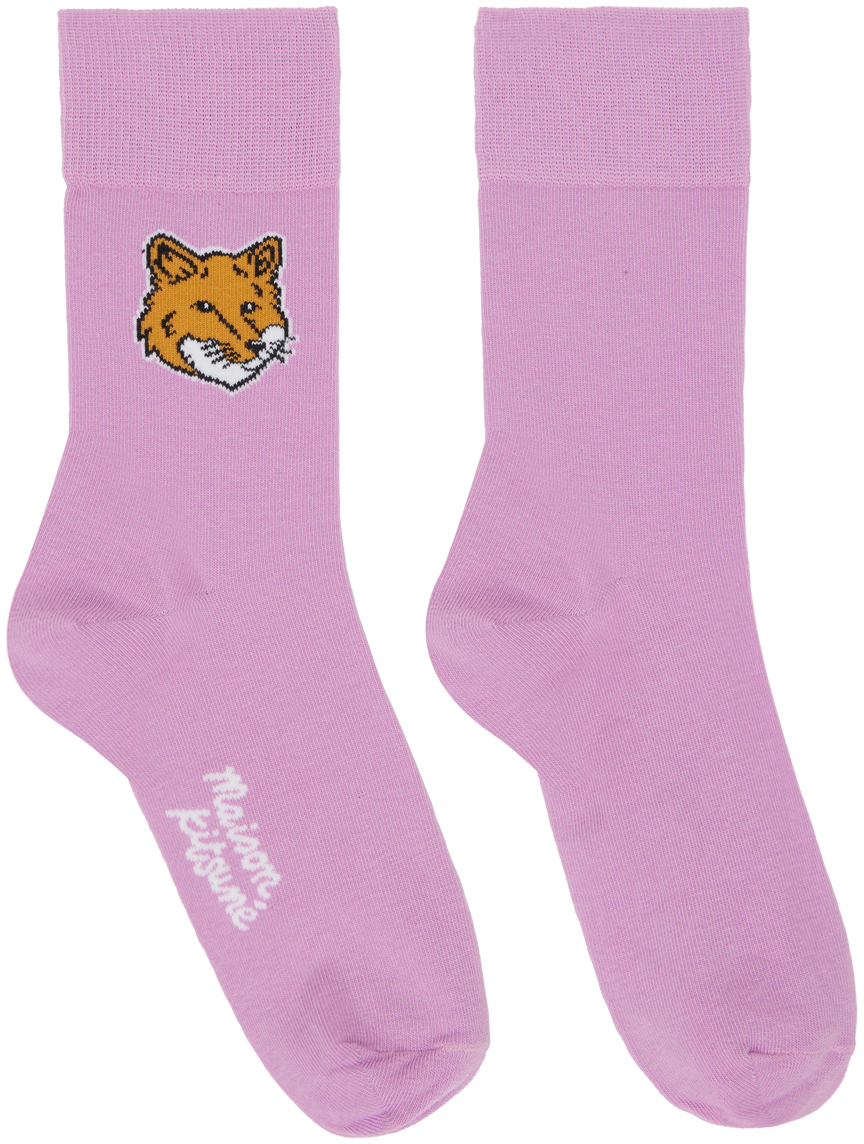 Maison Kitsuné Purple Fox Head Socks
