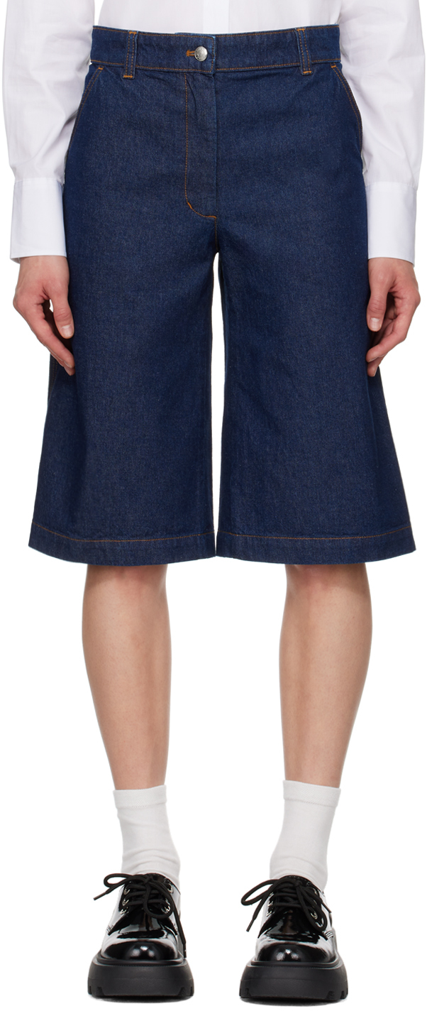 Maison Kitsuné Indigo Workwear Denim Shorts