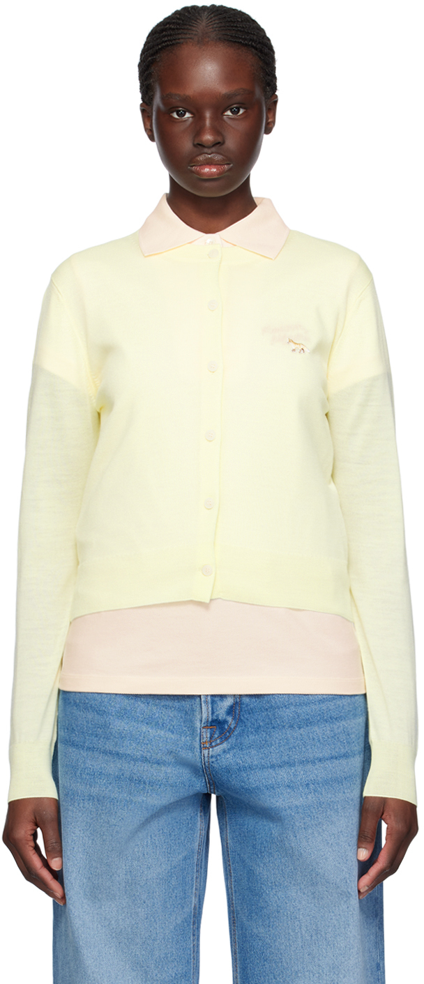 MAISON KITSUNE ベイビーフォックス カーディガン ライトイエロー Yellow Baby Fox Cardigan by Maison Kitsuné on Sale