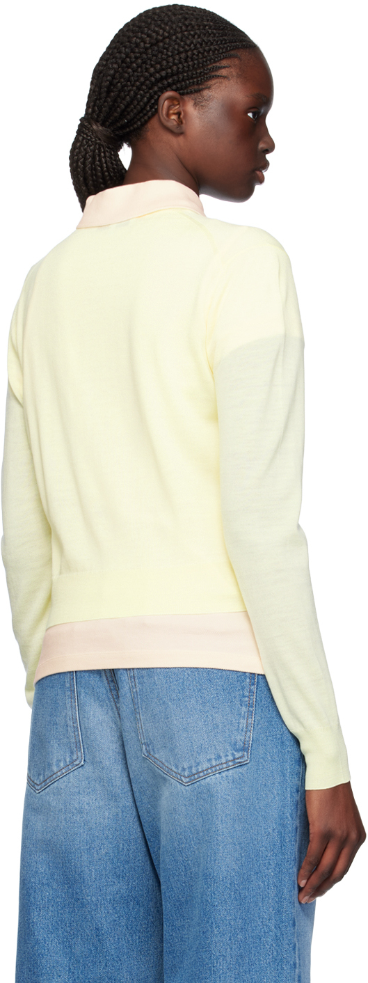 Maison Kitsuné Yellow Baby Fox Cardigan In P726 Lemonade